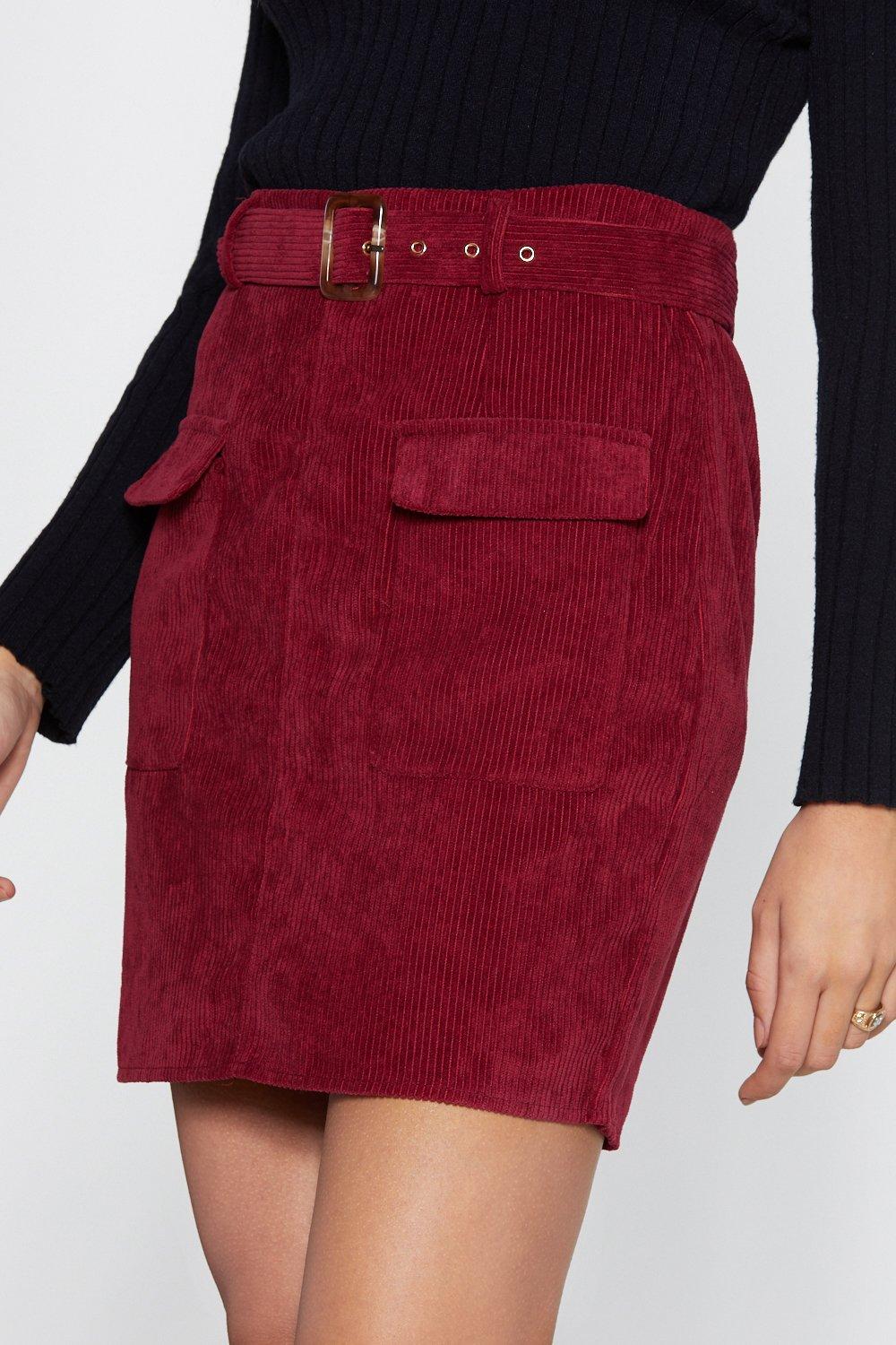 Cord skirt with belt hotsell